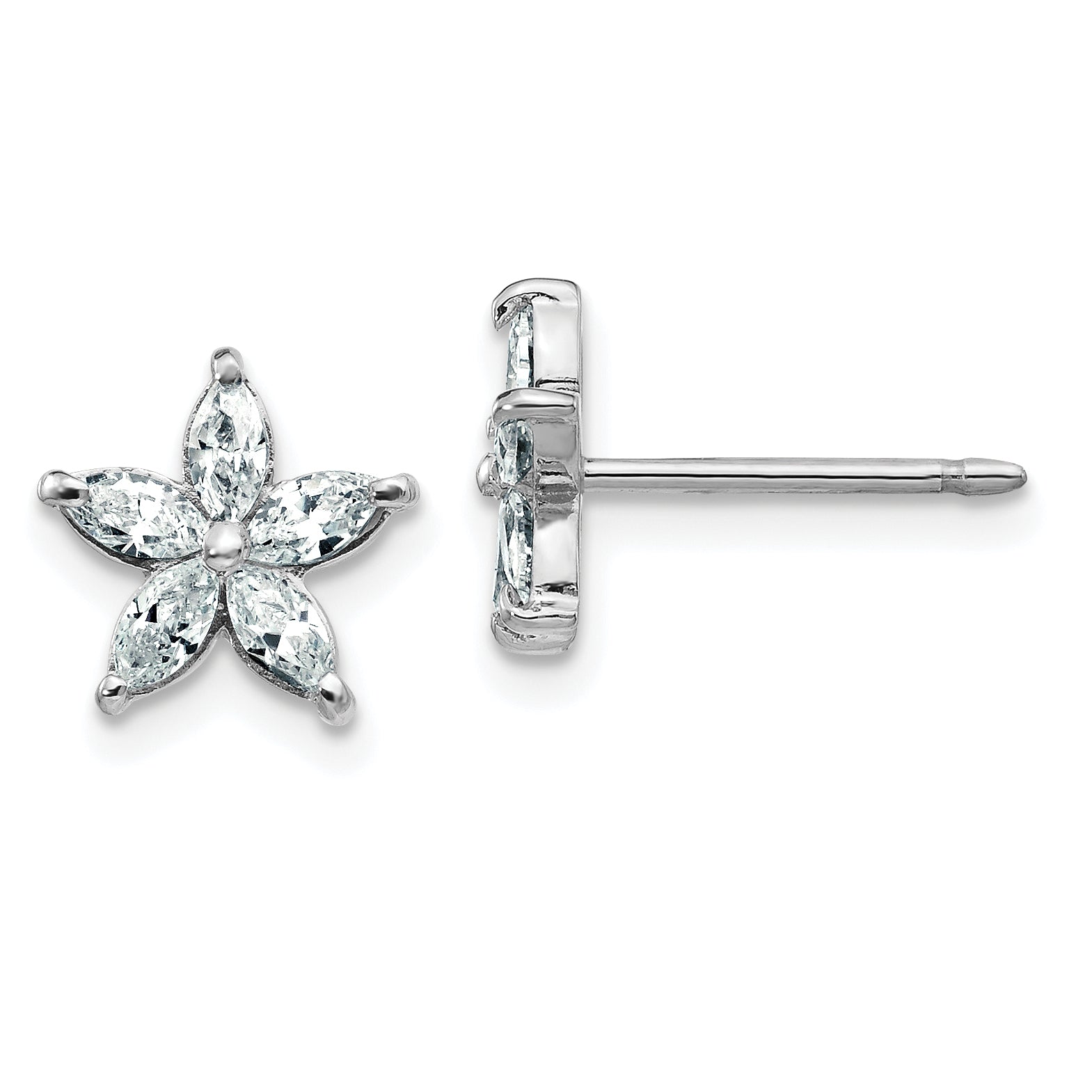 14k White Gold 5/8 carat Lab Grown Diamond VS+ F+ Complete Star Post Earrings