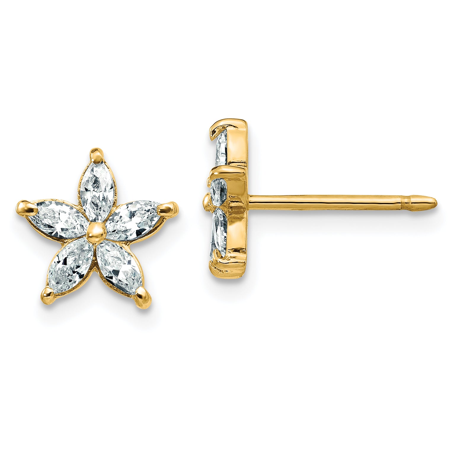 14k 5/8 carat Lab Grown Diamond VS+ F+ Complete Star Post Earrings