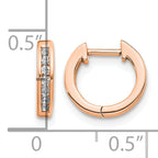 10k Rose Gold Polished Diamond Hinged Hoop Earrings