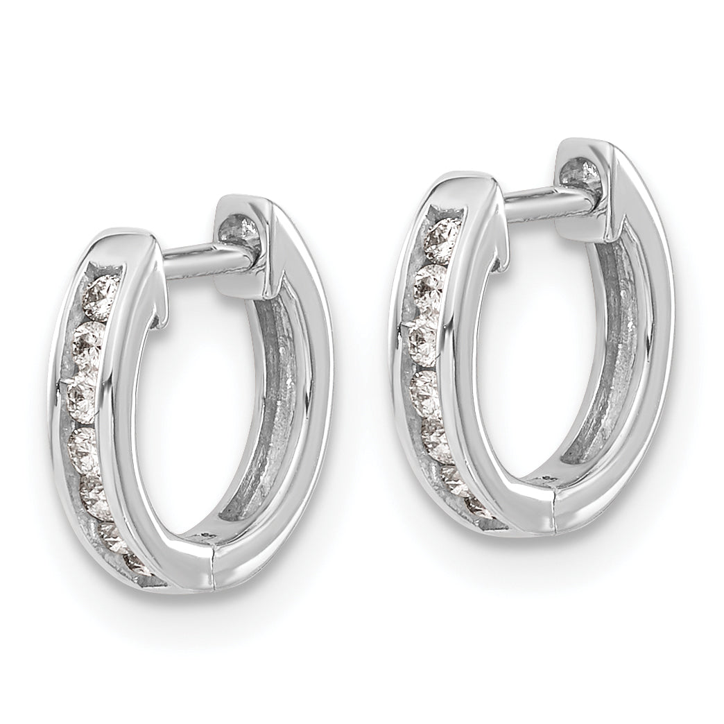 10k White Gold Diamond Hinged Hoop Earrings Secondary image