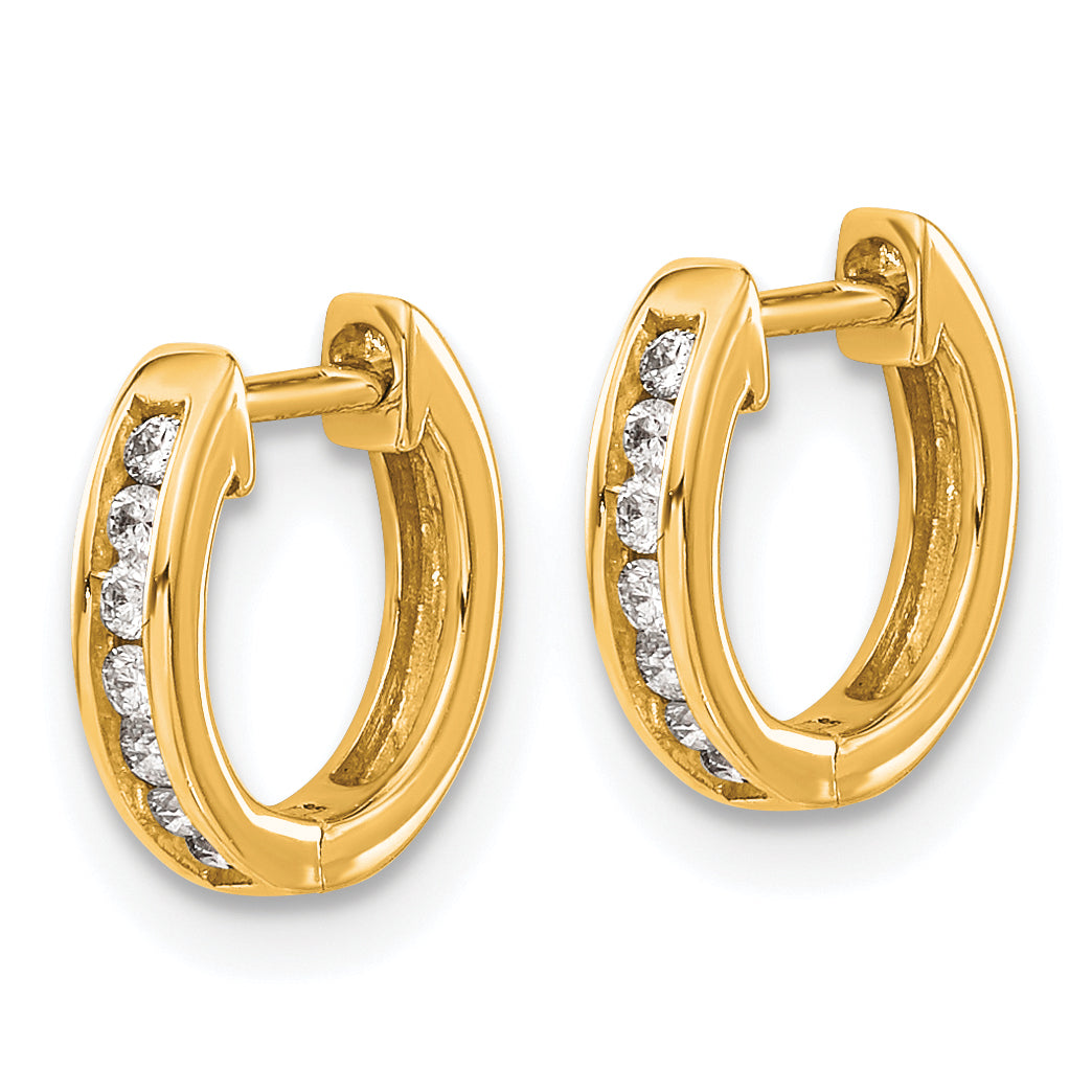 10k Gold Polished Diamond Hinged Hoop Earrings Secondary image