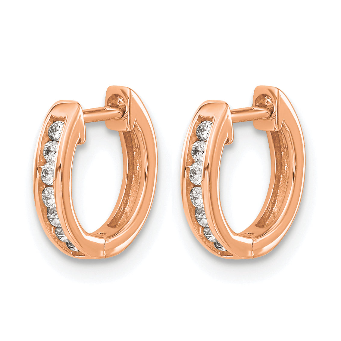 14k Rose Gold 1/8 carat Lab Grown Diamond VS/SI+ G+ Complete Hinged Hoop Earrings Secondary image