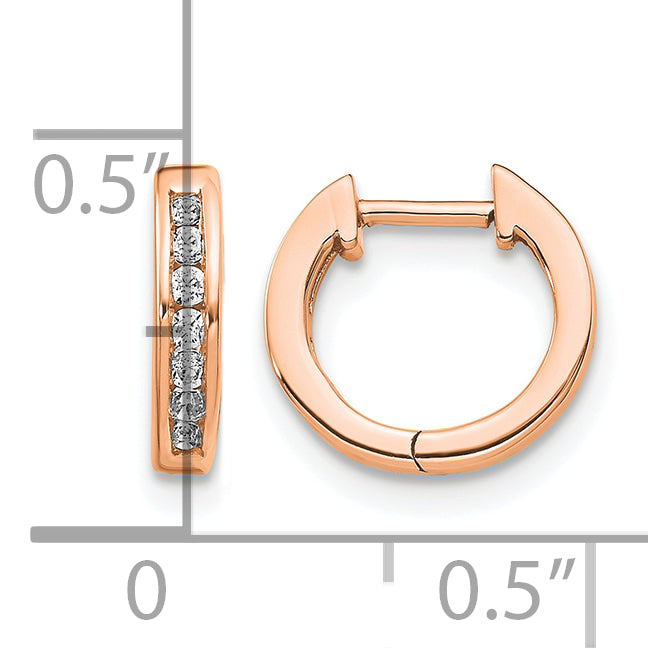 14k Rose Gold 1/8 carat Lab Grown Diamond VS/SI+ G+ Complete Hinged Hoop Earrings