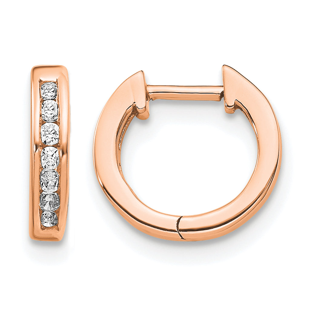 14k Rose Gold 1/8 carat Lab Grown Diamond VS/SI+ G+ Complete Hinged Hoop Earrings Main image