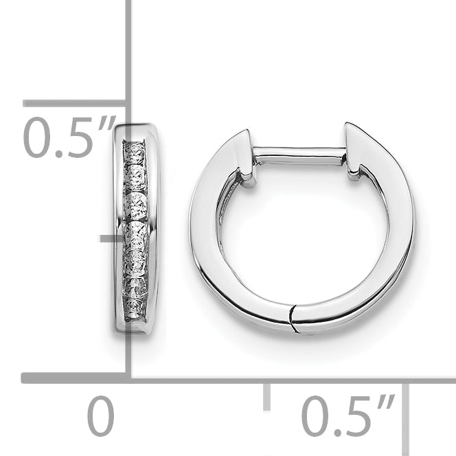 14k White Gold 1/8 carat Lab Grown Diamond VS/SI+ G+ Complete Hinged Hoop Earrings