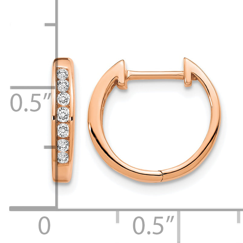 10k Rose Gold Polished Diamond Hinged Hoop Earrings Secondary image