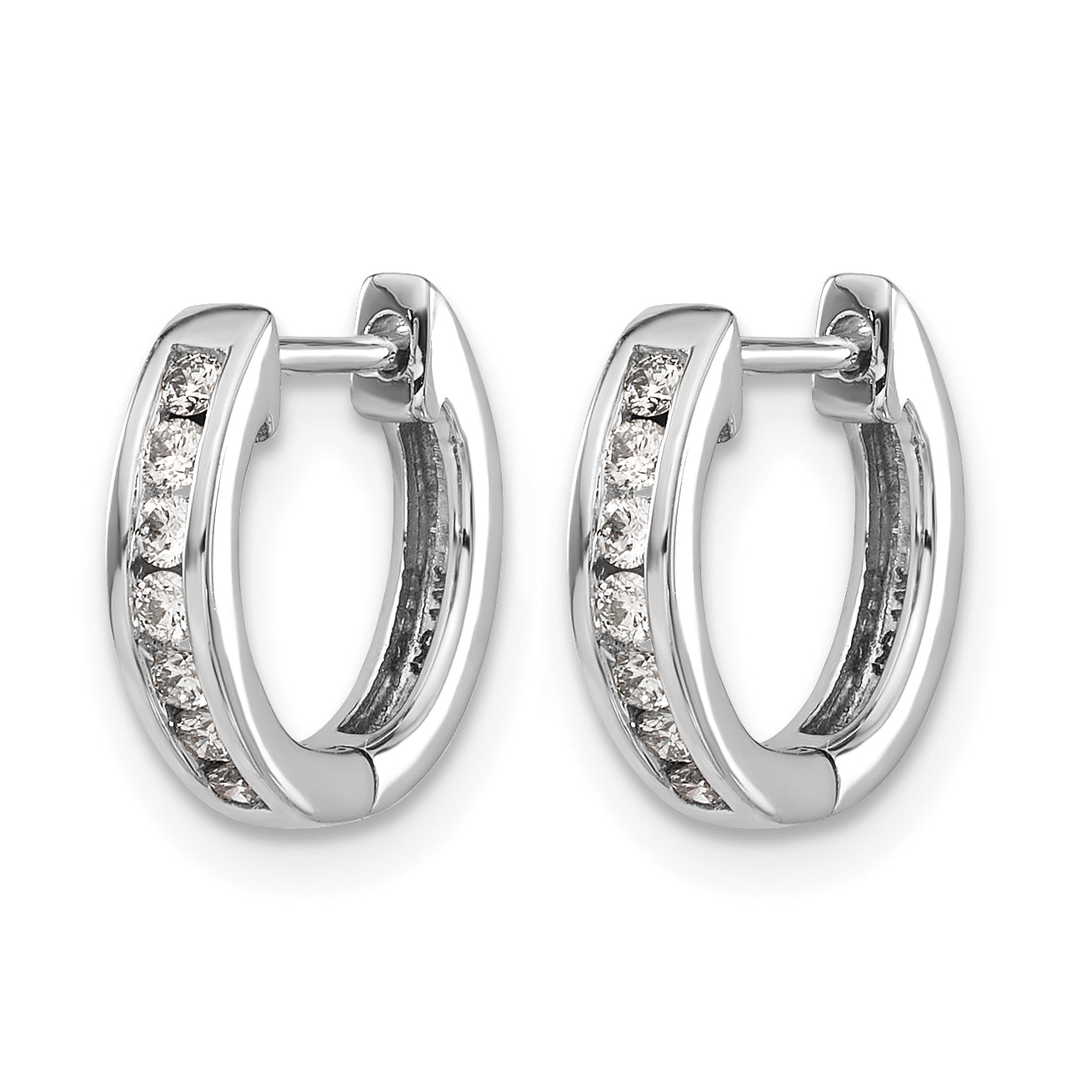 10k White Gold Diamond Hinged Hoop Earrings Secondary image