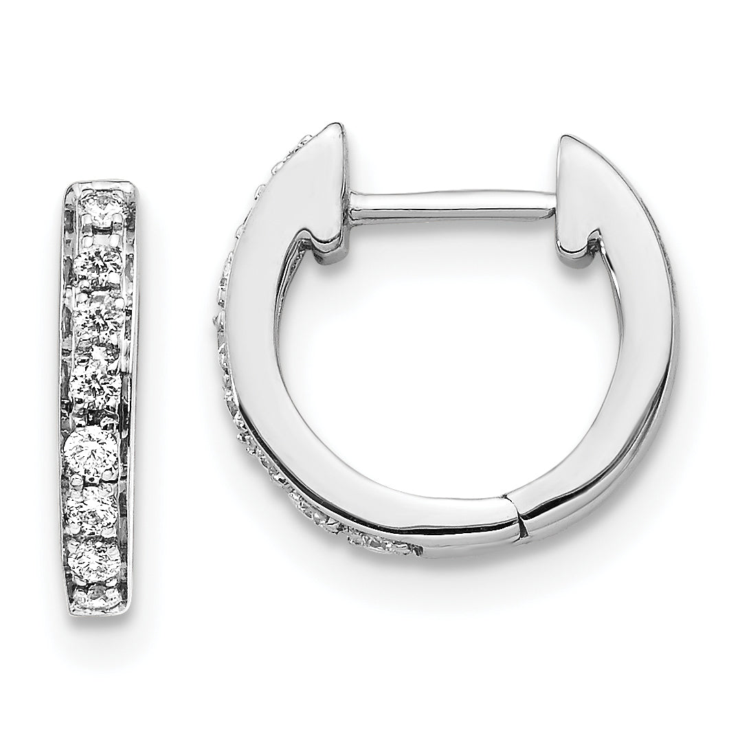 10k White Gold Diamond Hinged Hoop Earrings Main image