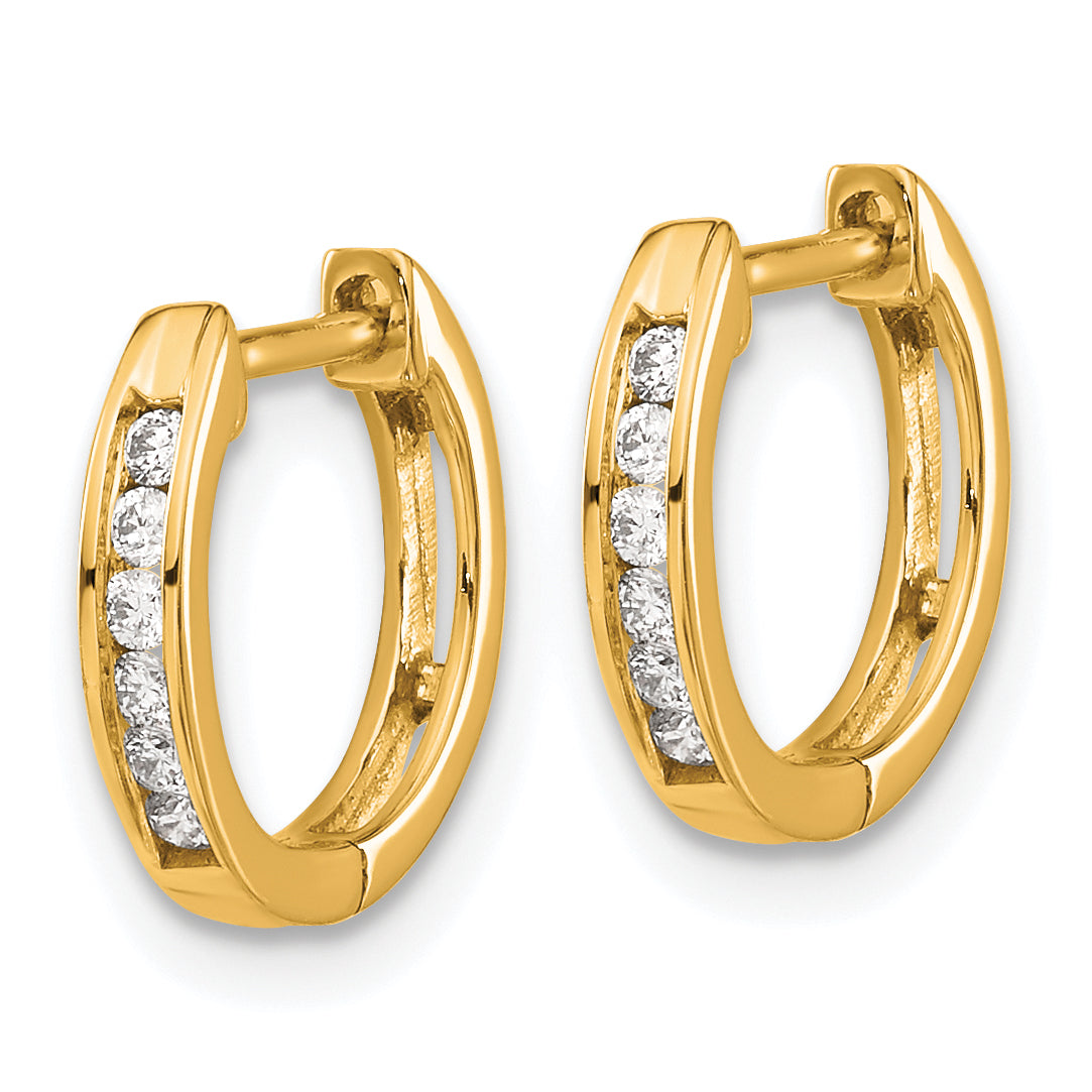 10k Gold Polished Diamond Hinged Hoop Earrings Secondary image