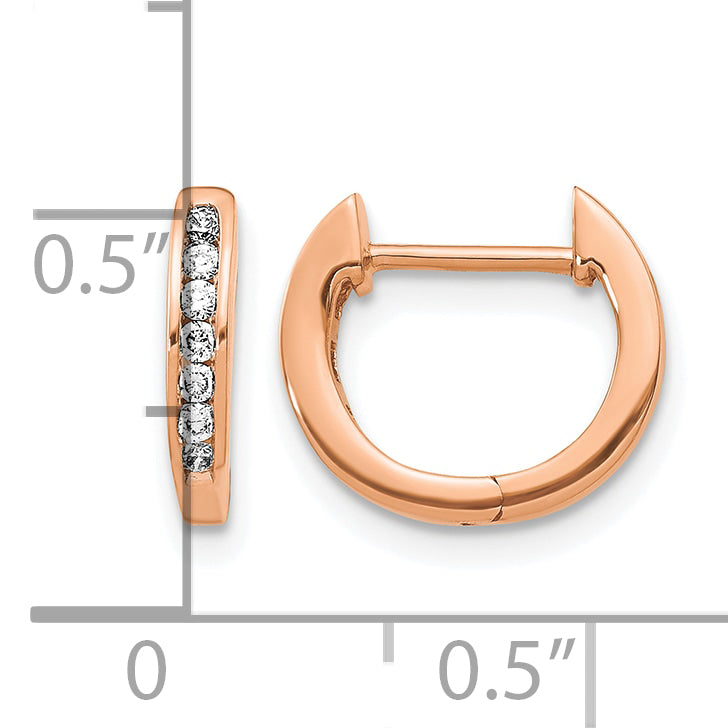 14k Rose Gold 1/8 carat Lab Grown Diamond VS/SI+ G+ Complete Hinged Hoop Earrings