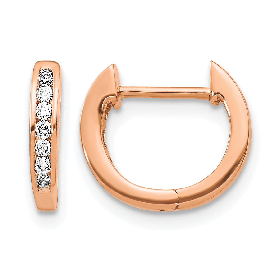 14k Rose Gold 1/8 carat Lab Grown Diamond VS/SI+ G+ Complete Hinged Hoop Earrings Main image