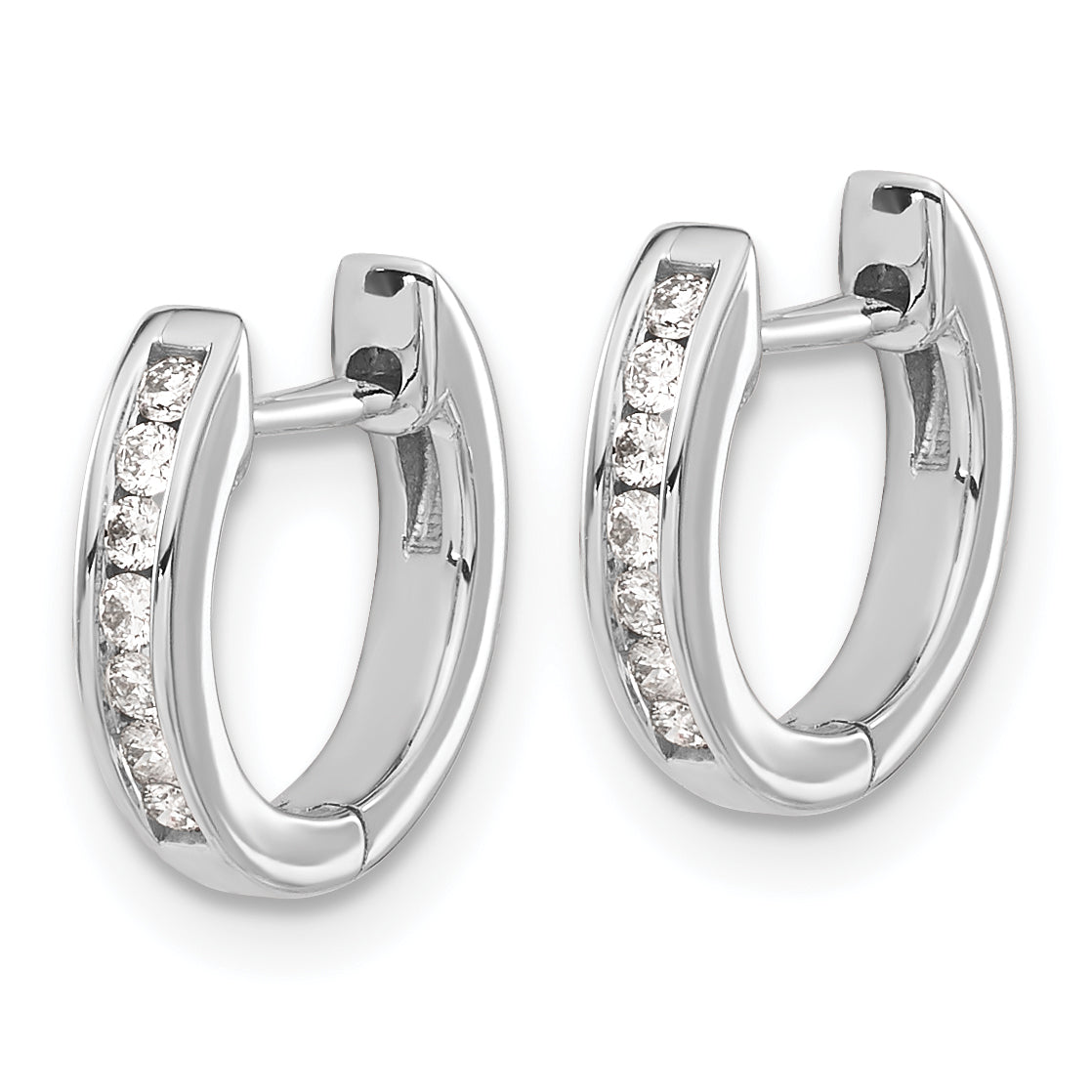 14k White Gold 1/8 carat Lab Grown Diamond VS/SI+ G+ Complete Hinged Hoop Earrings Secondary image
