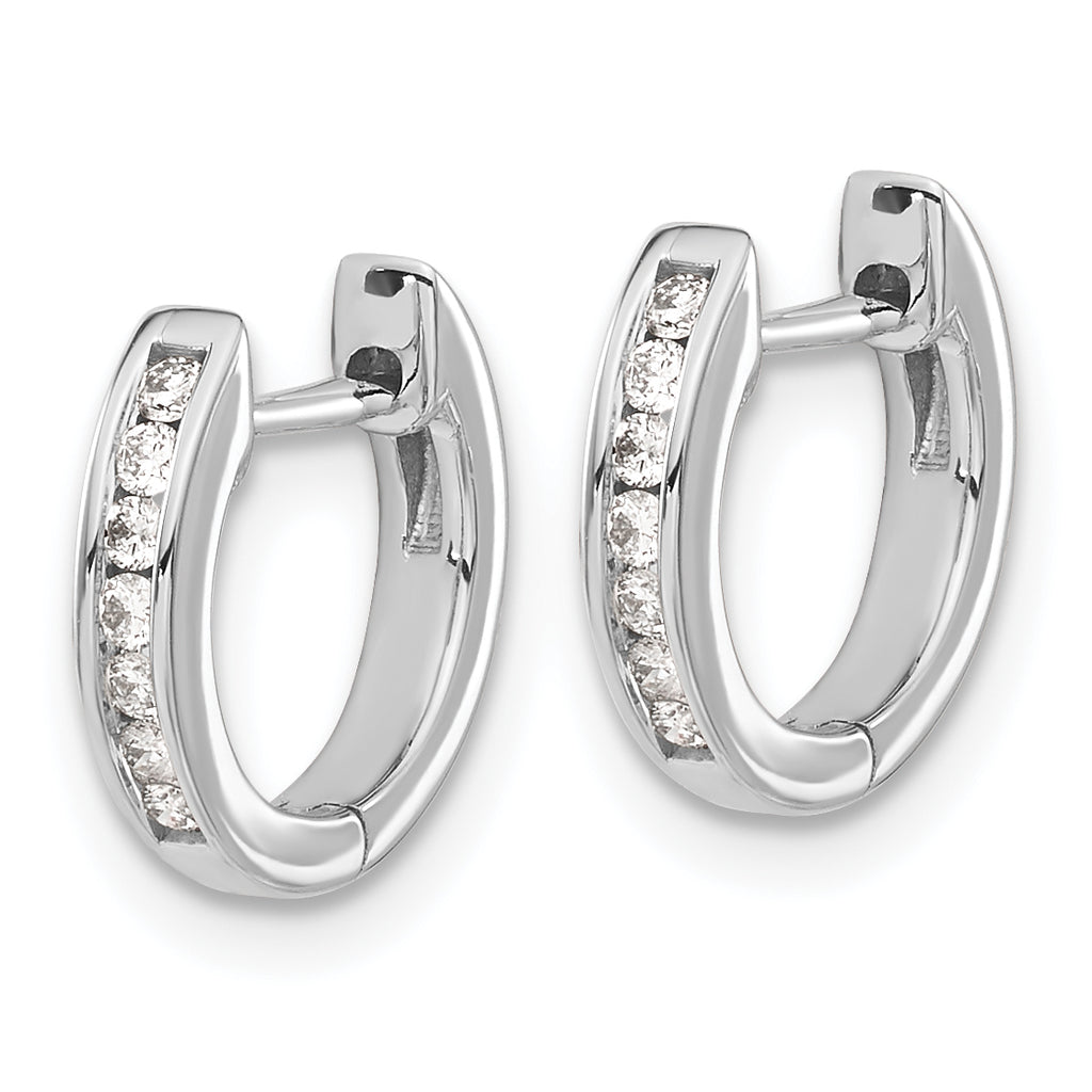 14k White Gold 1/8 carat Lab Grown Diamond VS/SI+ G+ Complete Hinged Hoop Earrings