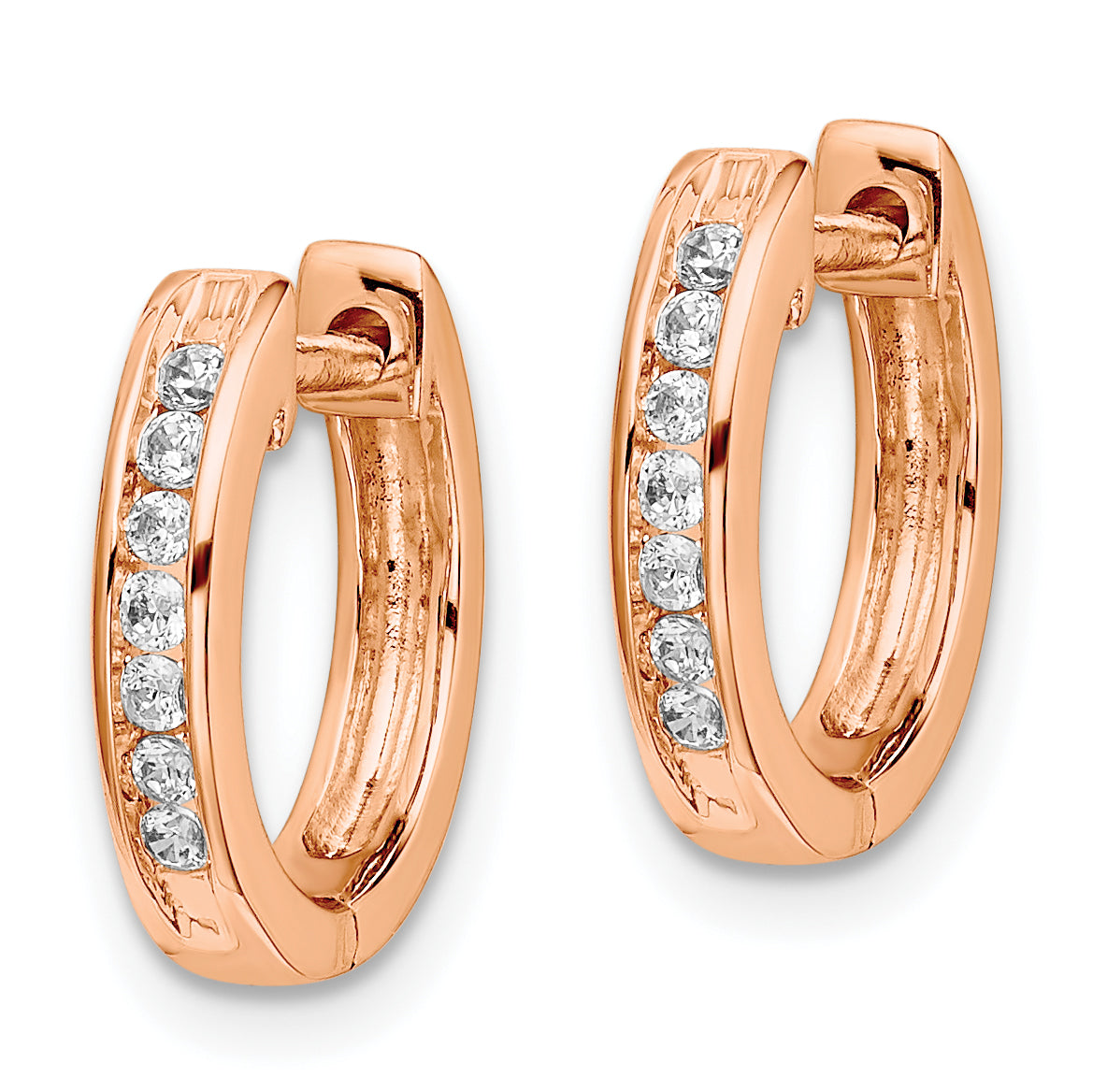 10k Rose Gold Diamond Hinged Hoop Earrings Secondary image