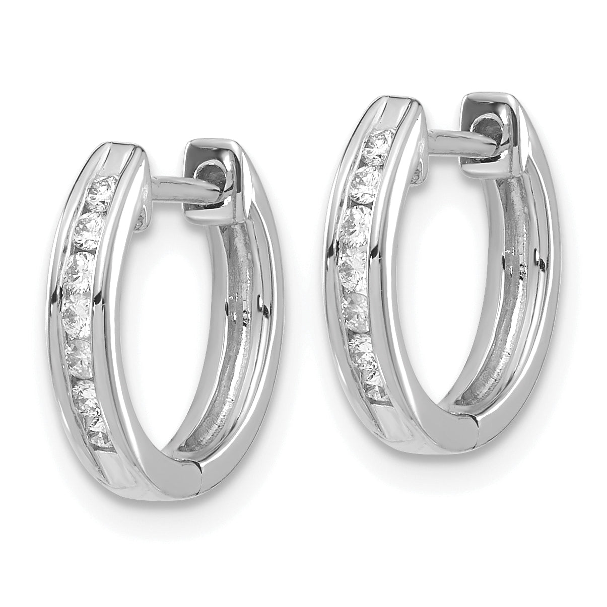 10k White Gold Diamond Hinged Hoop Earrings Secondary image