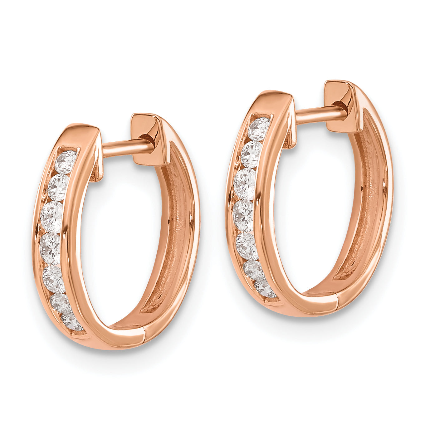 10k Rose Gold Diamond Hinged Hoop Earrings Secondary image