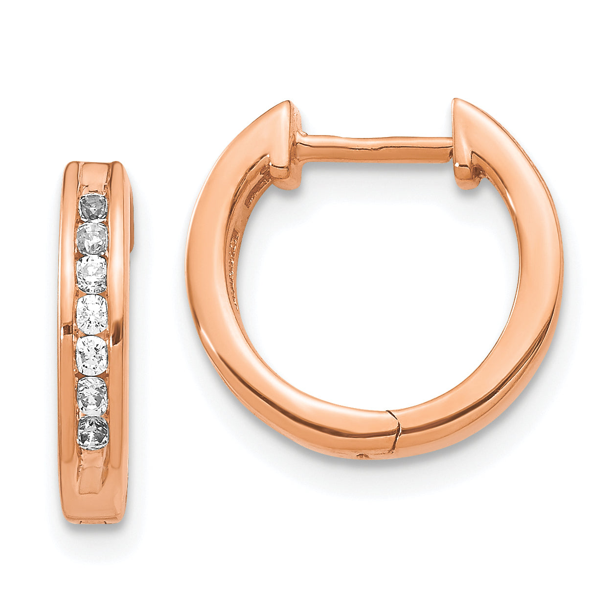 10k Rose Gold Diamond Hinged Hoop Earrings Main image