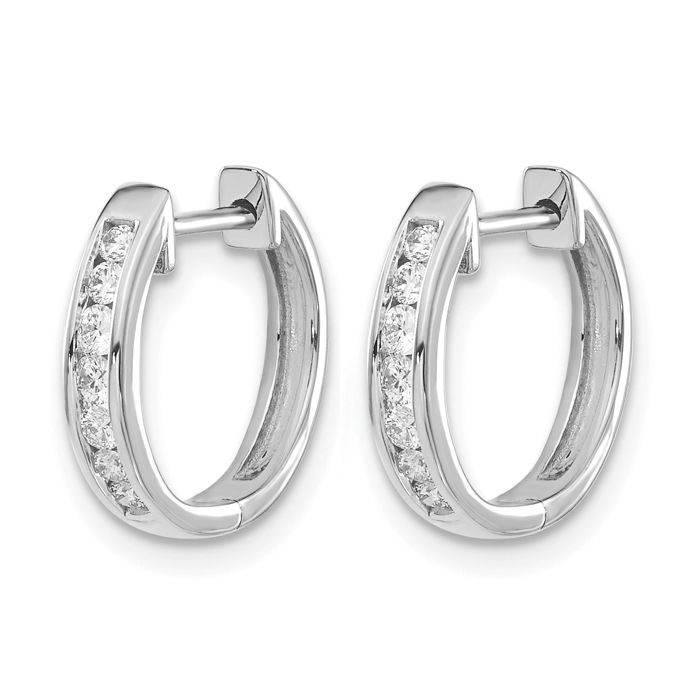 10k White Gold Diamond Hinged Hoop Earrings
