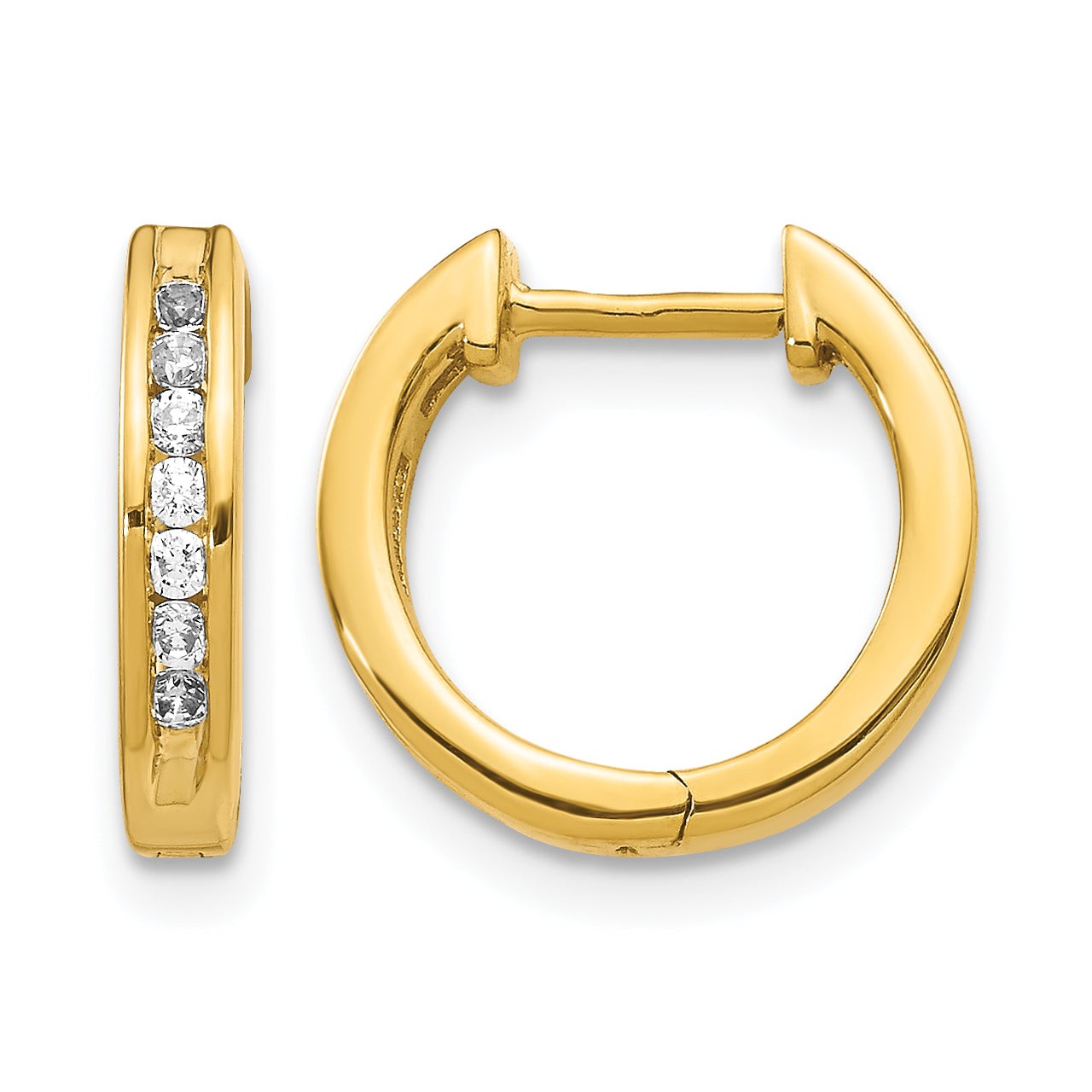 10k Diamond Hinged Hoop Earrings Main image
