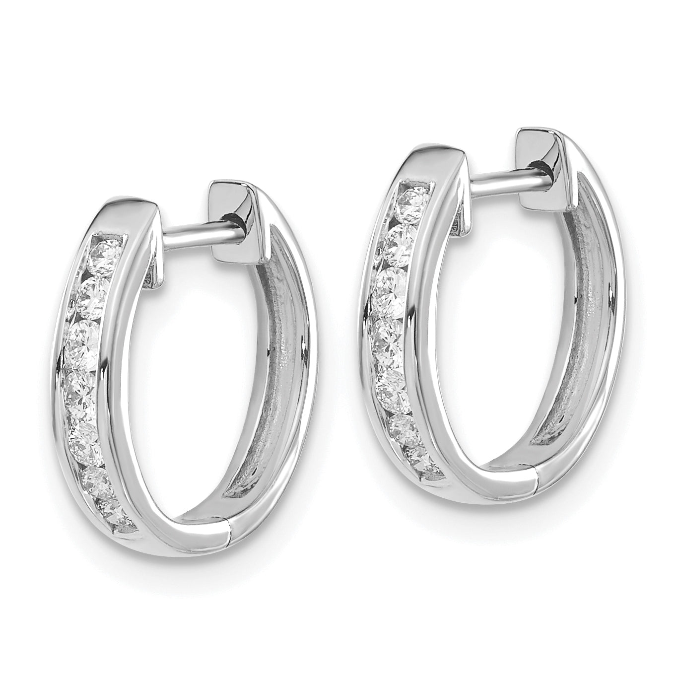 14k White Gold 1/4 carat Lab Grown Diamond VS/SI+ G+ Complete Hinged Hoop Earrings Secondary image