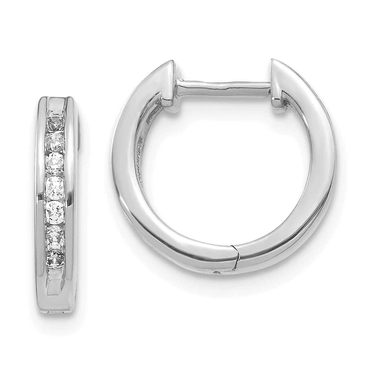 14k White Gold 1/4 carat Lab Grown Diamond VS/SI+ G+ Complete Hinged Hoop Earrings Main image
