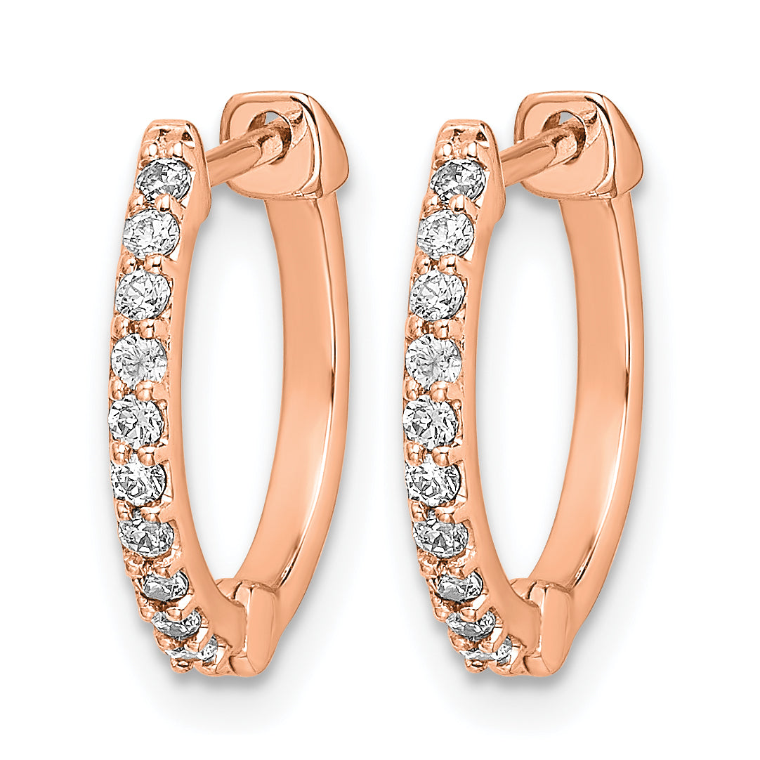 10k Rose Gold Diamond Hinged Hoop Earrings Secondary image