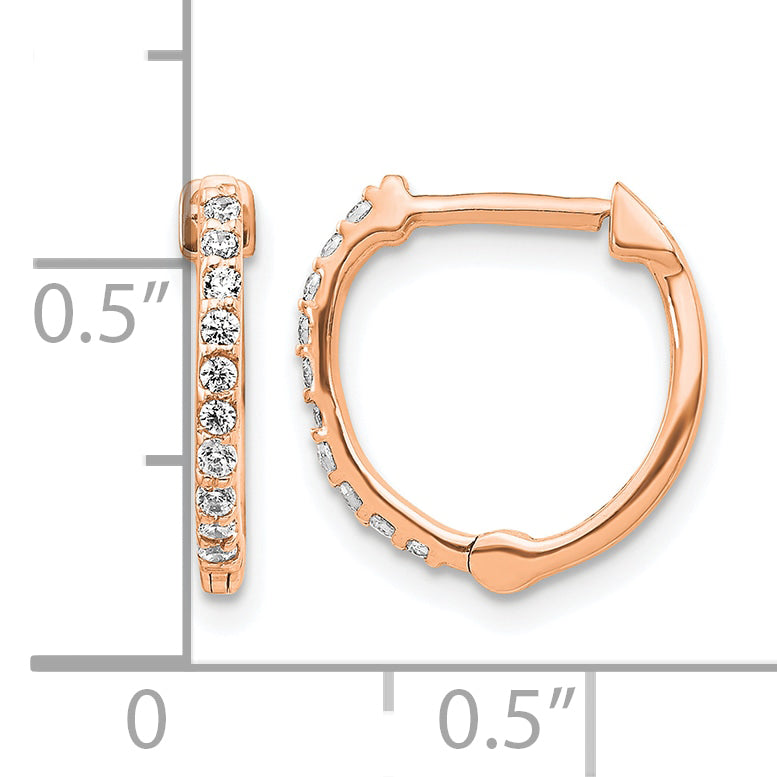 10k Rose Gold Diamond Hinged Hoop Earrings