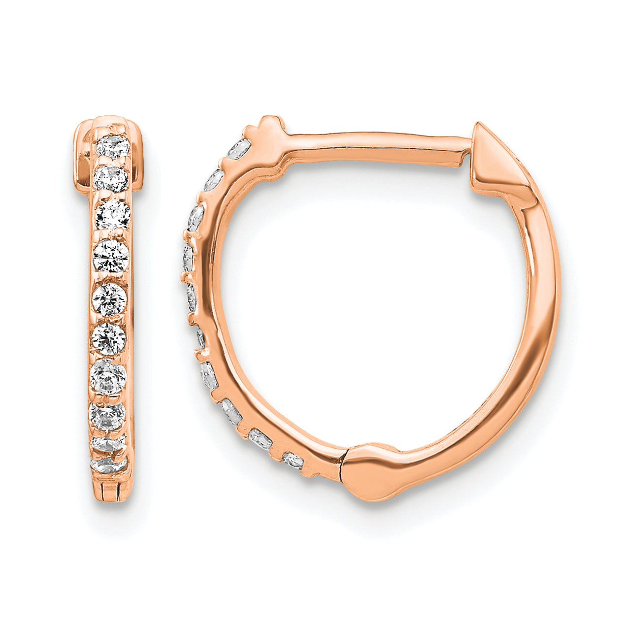 10k Rose Gold Diamond Hinged Hoop Earrings Main image