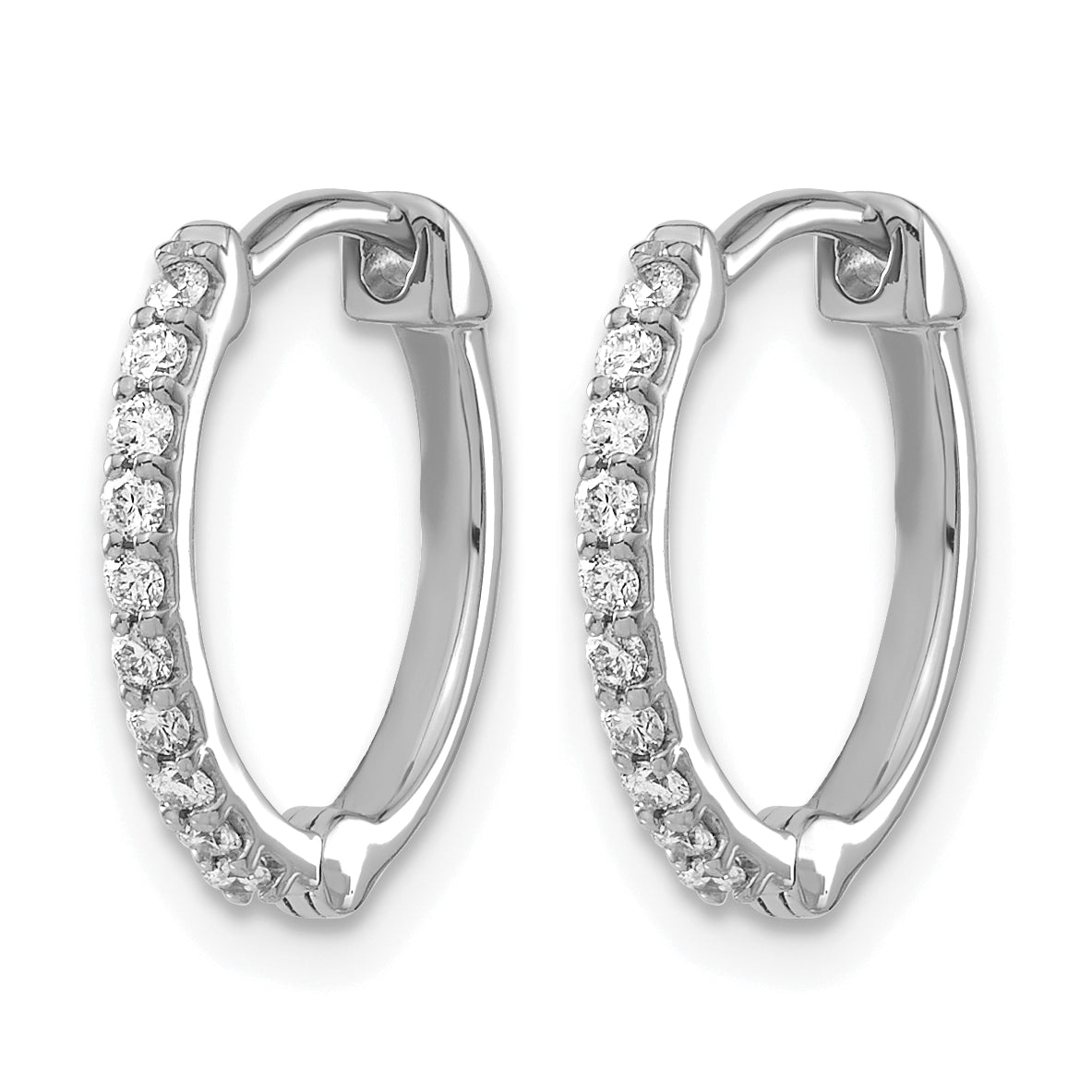 14k White Gold 1/5 carat Lab Grown Diamond VS/SI+ G+ Complete Hinged Hoop Earrings Secondary image