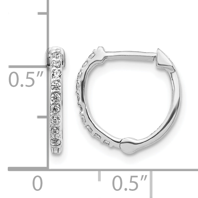 14k White Gold 1/5 carat Lab Grown Diamond VS/SI+ G+ Complete Hinged Hoop Earrings