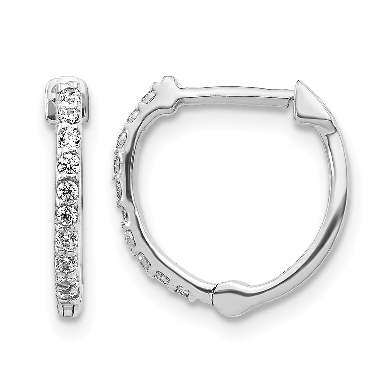 14k White Gold 1/5 carat Lab Grown Diamond VS/SI+ G+ Complete Hinged Hoop Earrings Main image