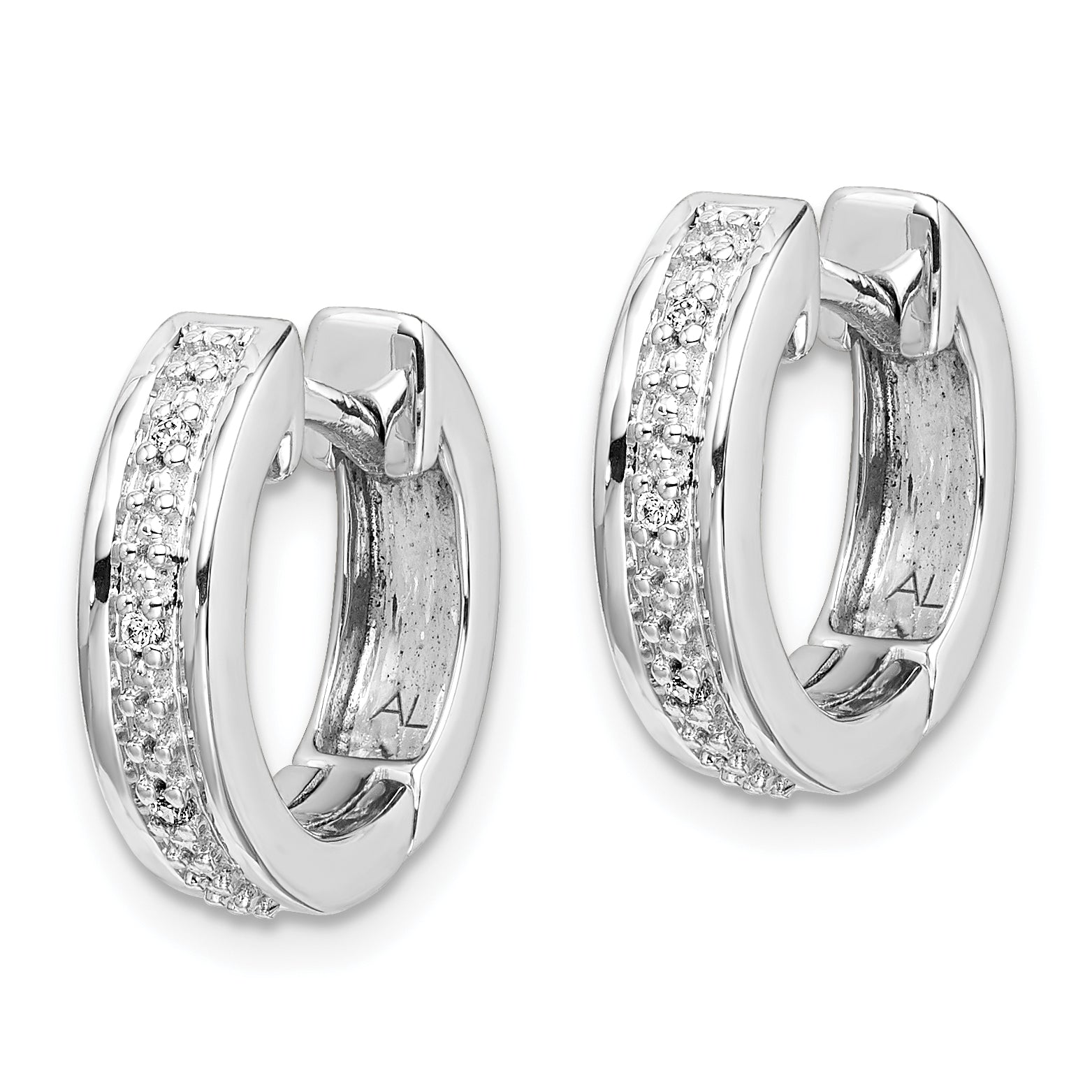 10k White Gold Diamond Complete Hinged Hoop Earrings Secondary image