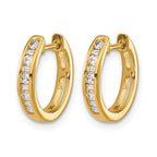 10k Round/Baguette Diamond Hinged Hoop Earrings
