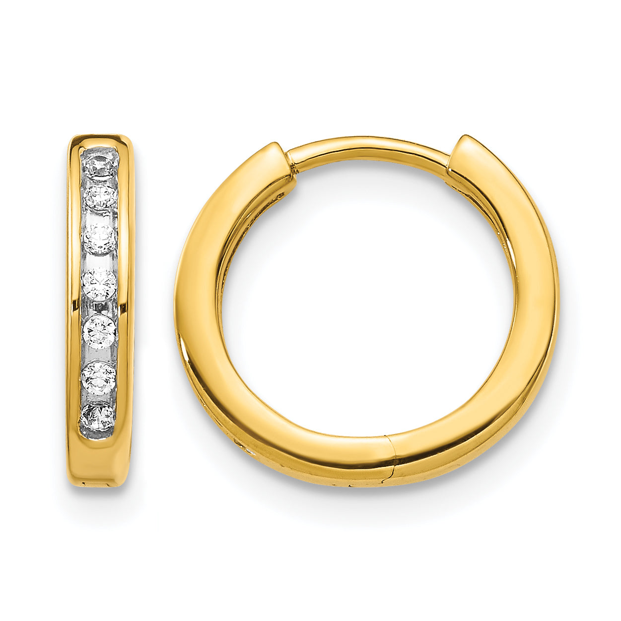 10k Diamond Hinged Hoop Earrings Main image