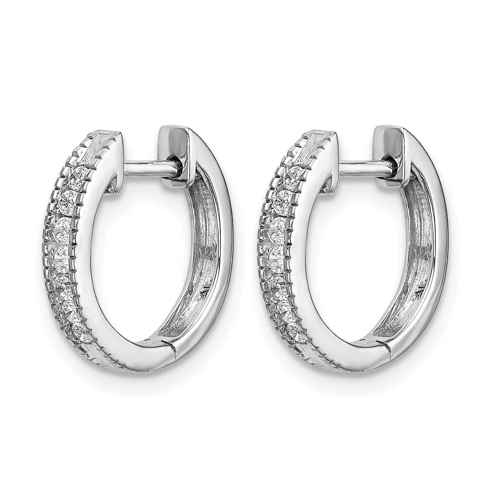 10k White Gold Diamond Hinged Hoop Earrings