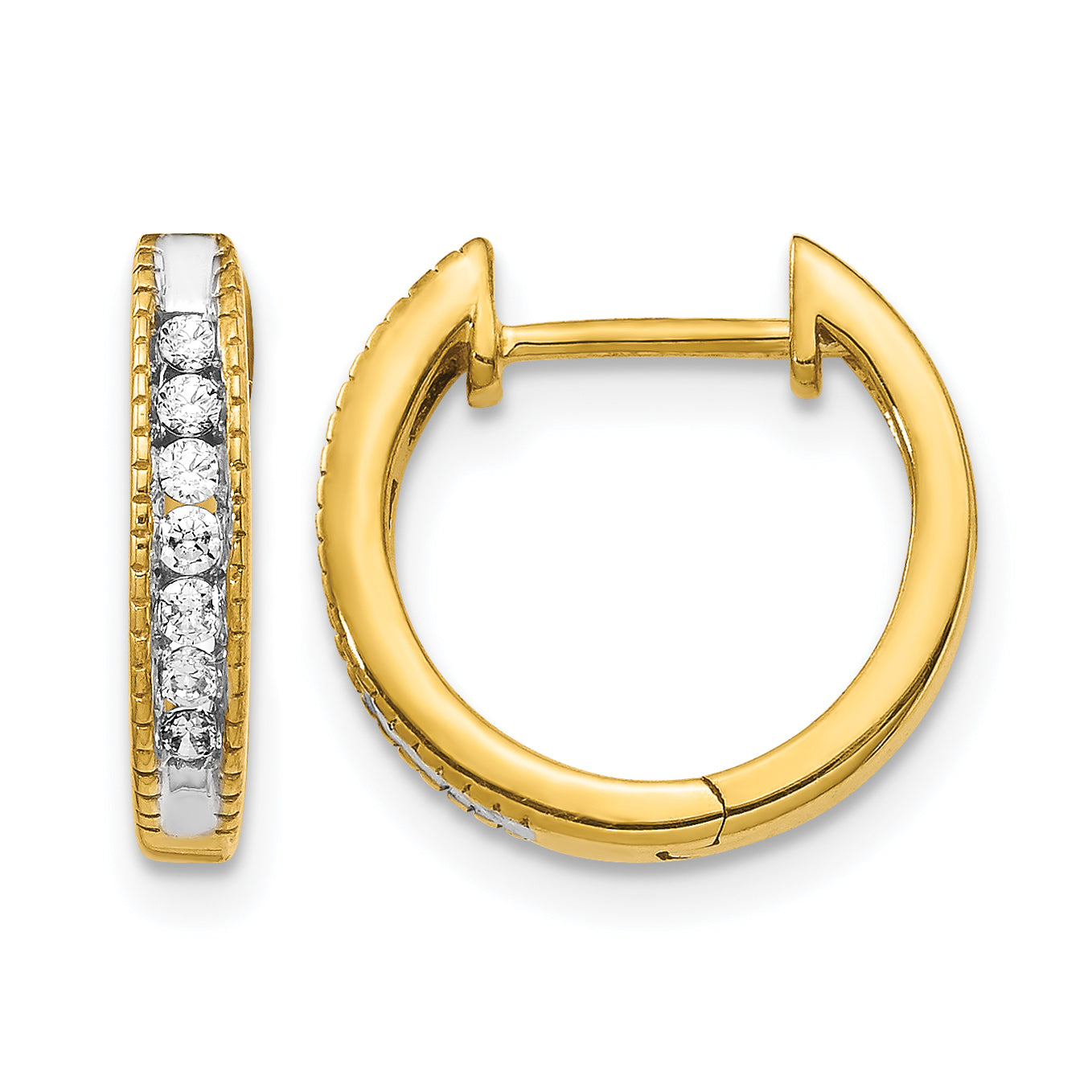 10k Diamond Hinged Hoop Earrings Main image