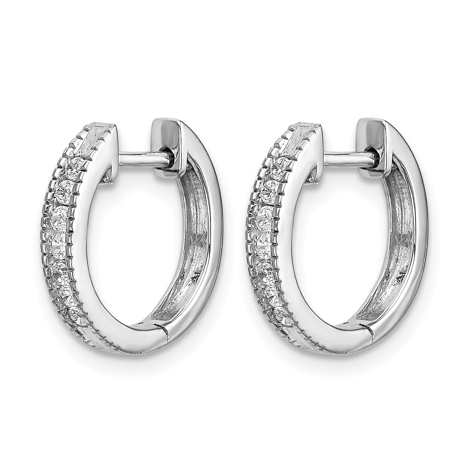 14k White Gold 1/5 carat Lab Grown Diamond VS/SI+ G+ Complete Hinged Hoop Earrings
