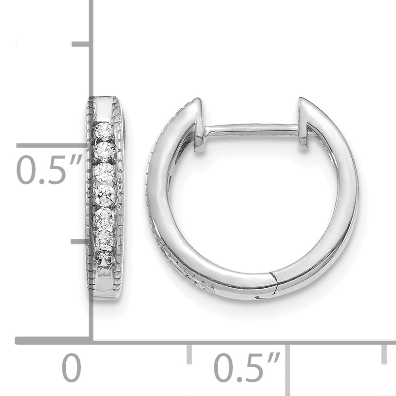 14k White Gold 1/5 carat Lab Grown Diamond VS/SI+ G+ Complete Hinged Hoop Earrings