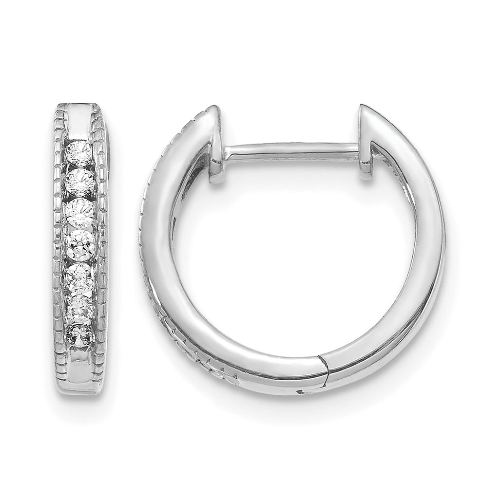 14k White Gold 1/5 carat Lab Grown Diamond VS/SI+ G+ Complete Hinged Hoop Earrings