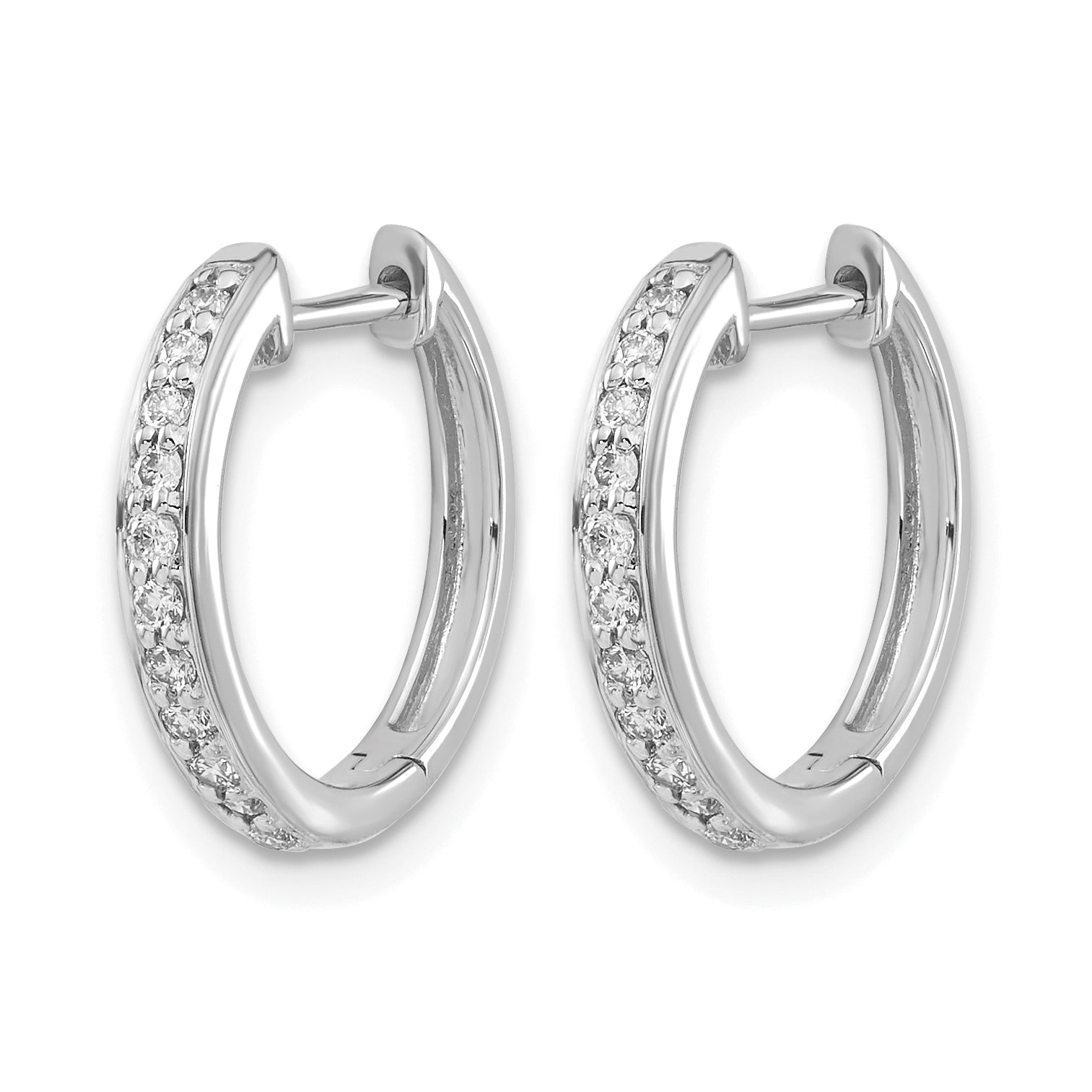 10k White Gold Diamond Complete Hinged Hoop Earrings Secondary image