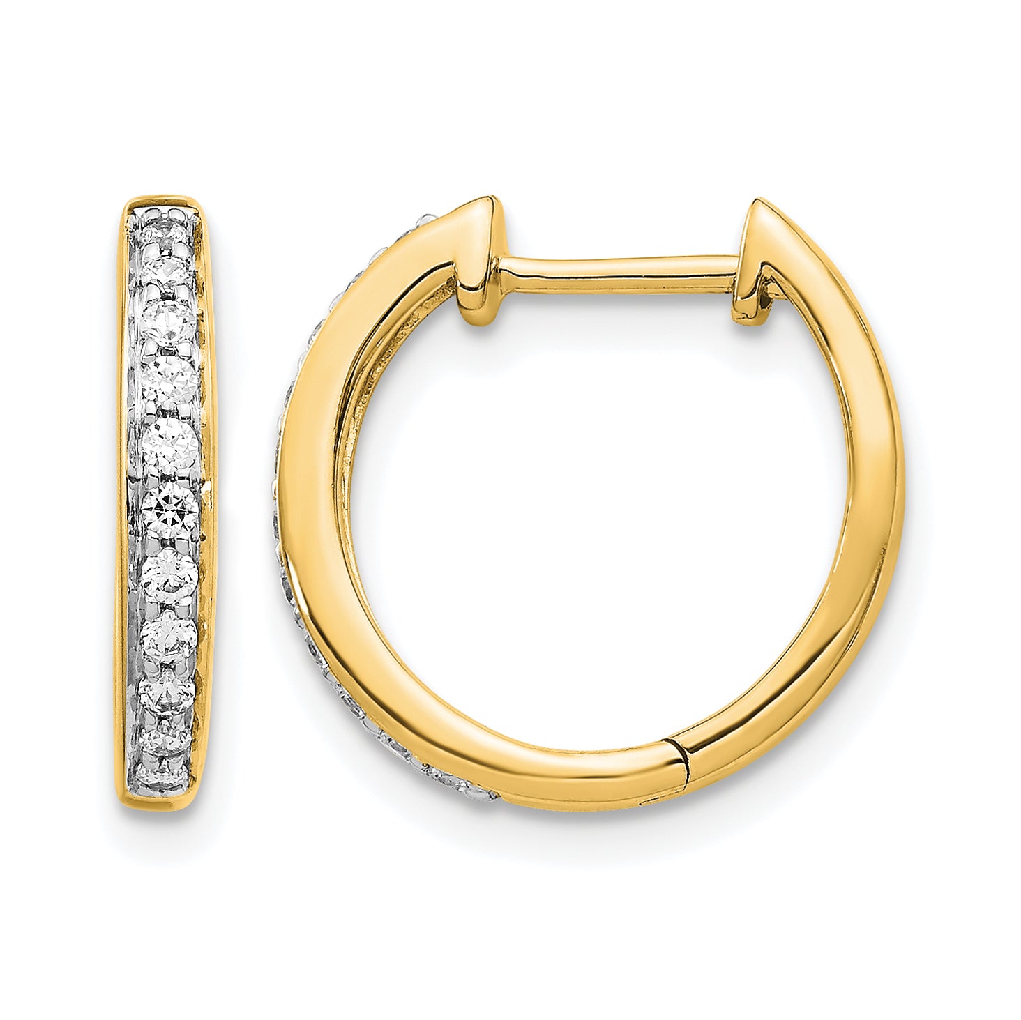 10k Diamond Complete Hinged Hoop Earrings Main image