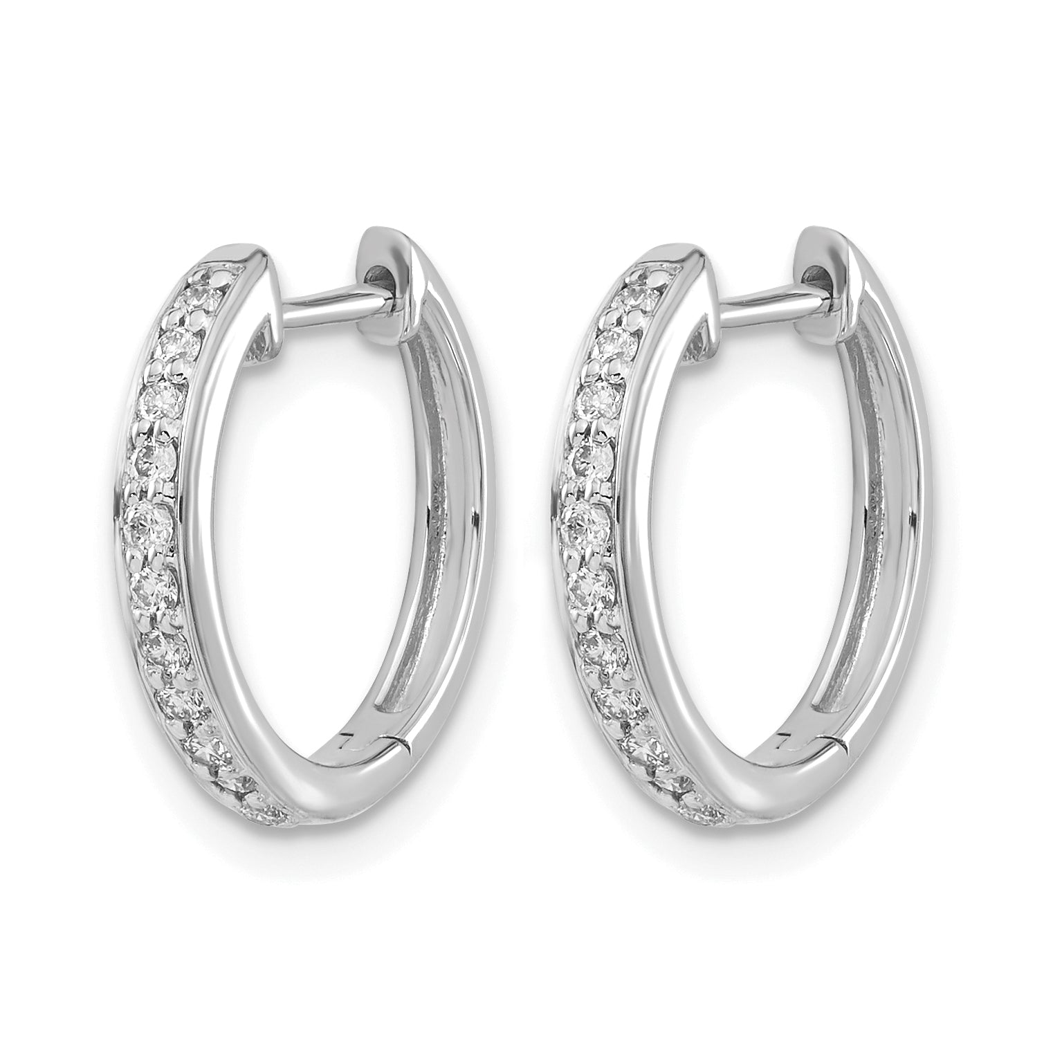 14k White Gold 1/4 carat Lab Grown Diamond VS/SI+ G+ Complete Hinged Hoop Earrings