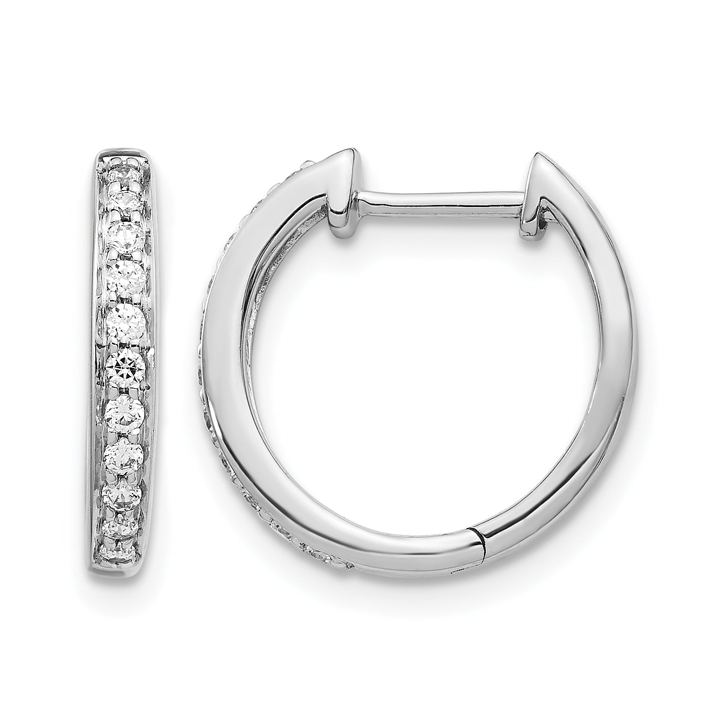 14k White Gold 1/4 carat Lab Grown Diamond VS/SI+ G+ Complete Hinged Hoop Earrings