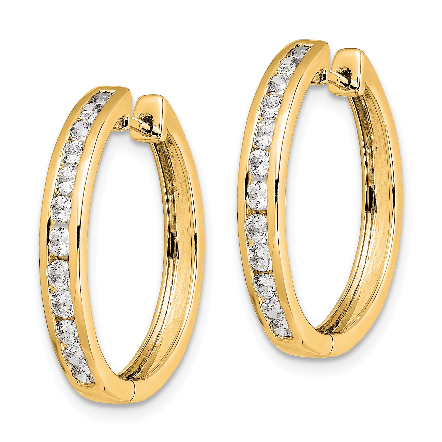 10k Diamond Hinged Hoop Earrings Secondary image