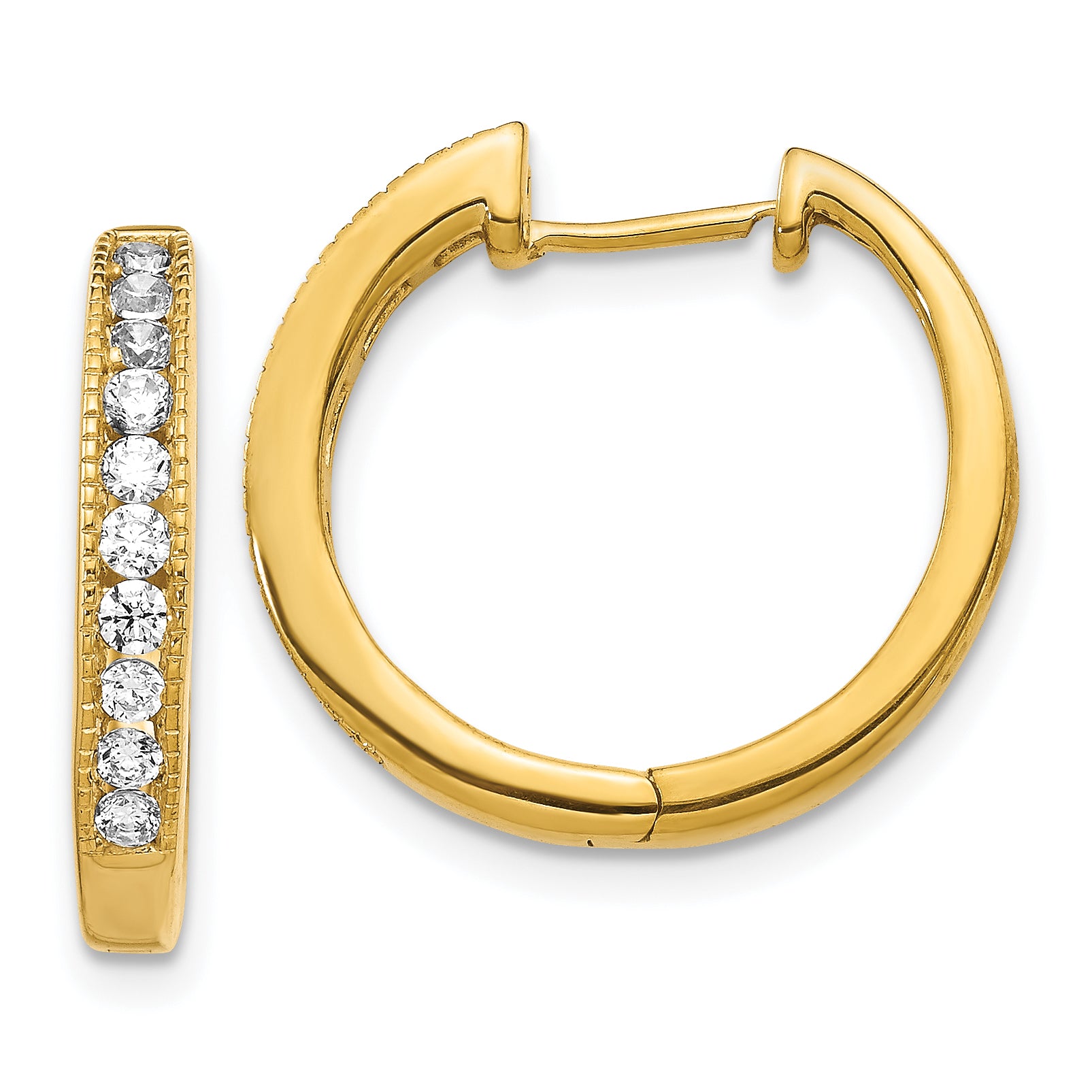 10k Diamond Hinged Hoop Earrings Main image