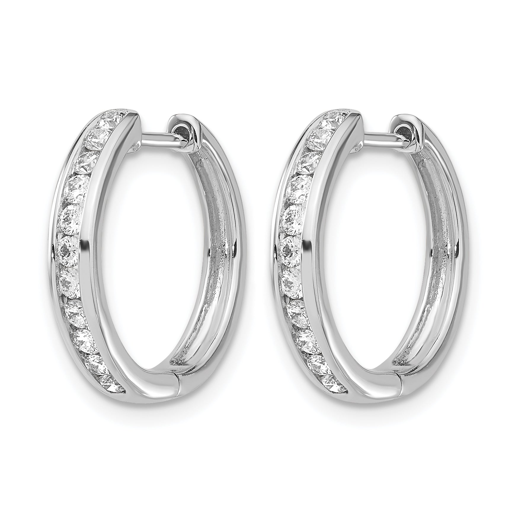 10k White Gold Diamond Hinged Hoop Earrings Secondary image