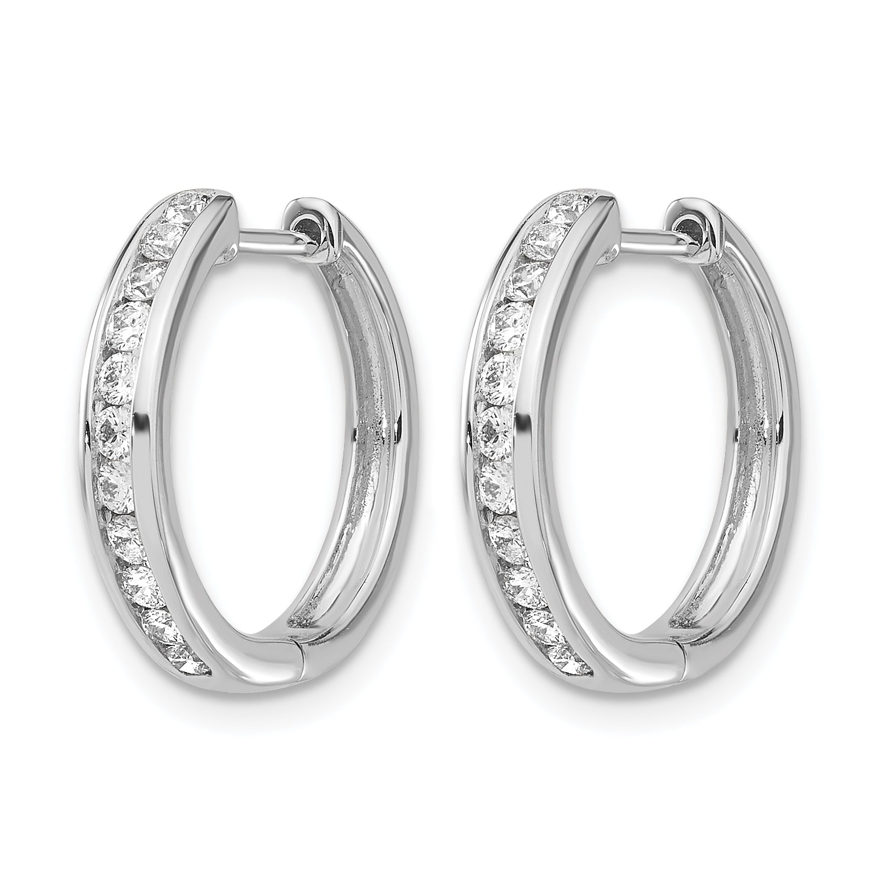 14k White Gold 3/8 carat Lab Grown Diamond VS/SI+ G+ Complete Hinged Hoop Earrings Secondary image
