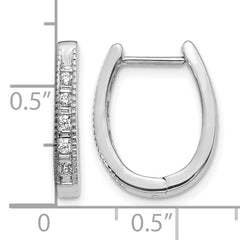 10k White Gold Diamond Oval Hinged Hoop Earrings