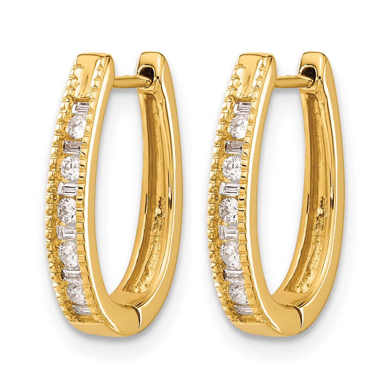 10k Diamond Oval Hinged Hoop Earrings