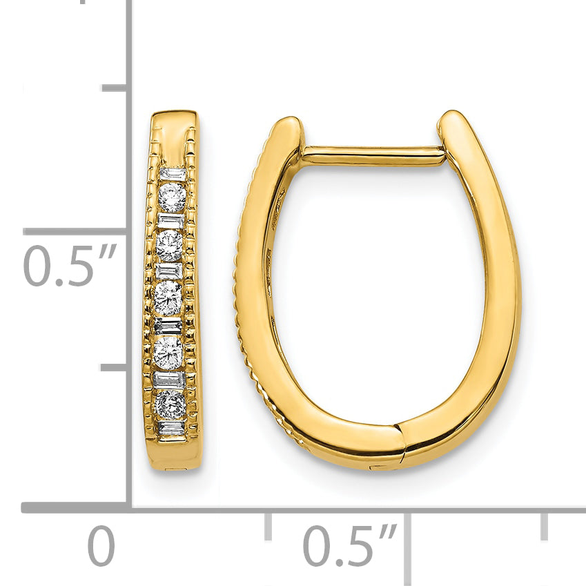 10k Diamond Oval Hinged Hoop Earrings